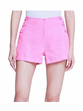 L'AGENCE Jude High-Rise Sailor Shorts Womens Size 29 in Hot Pink Linen